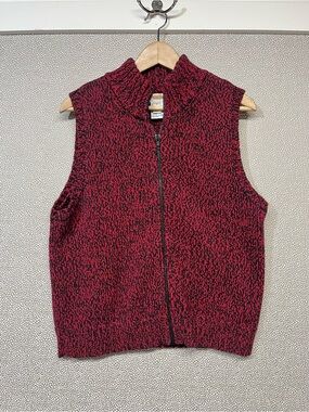M Vintage 90’s Talbots Red Knit Zip-Front Sweater Vest